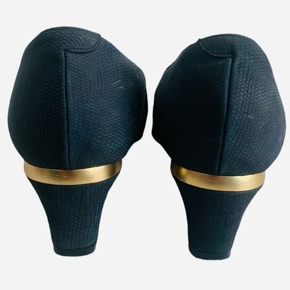 BALLY Vermont Navy Blue Leather Pumps Low Heels Bow Women’s Size 5 - Picture 6 of 8